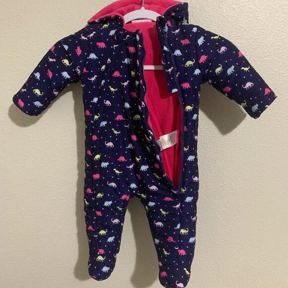 Lily & Jack Navy & Pink Hooded Dinosaur Snowsuit Puffer (Baby 3-6 Months) - NWOT - Picture 4 of 6